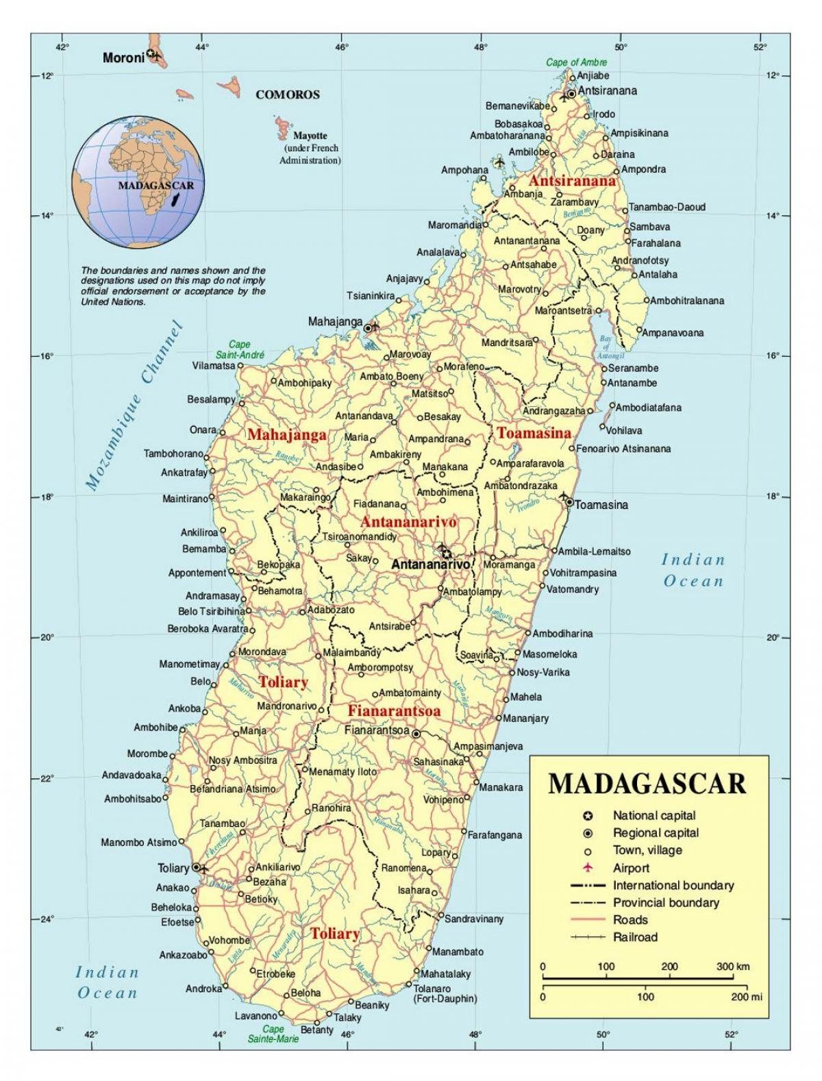 מפה מפורטת של מדגסקר
