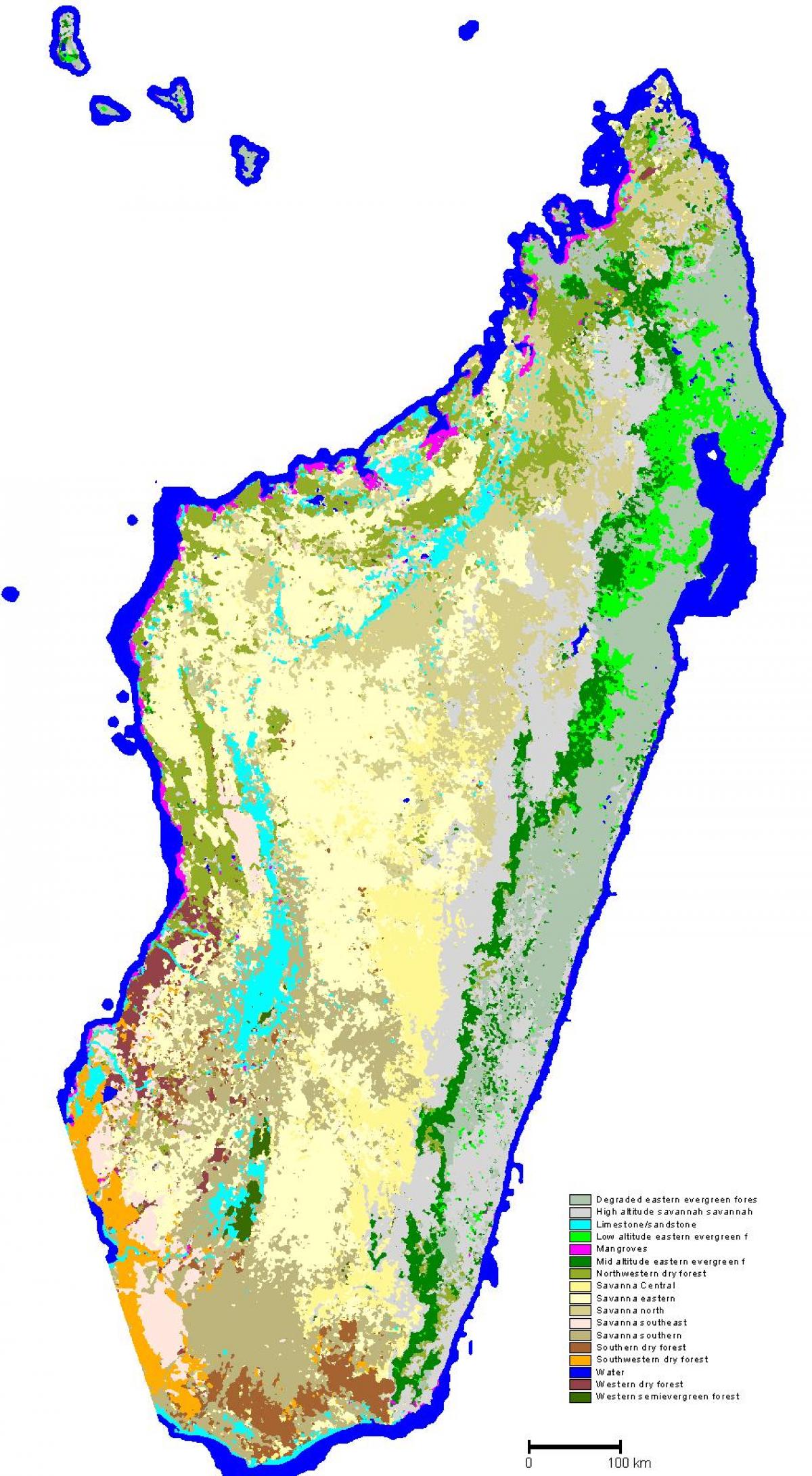 מפה של מדגסקר צמחייה
