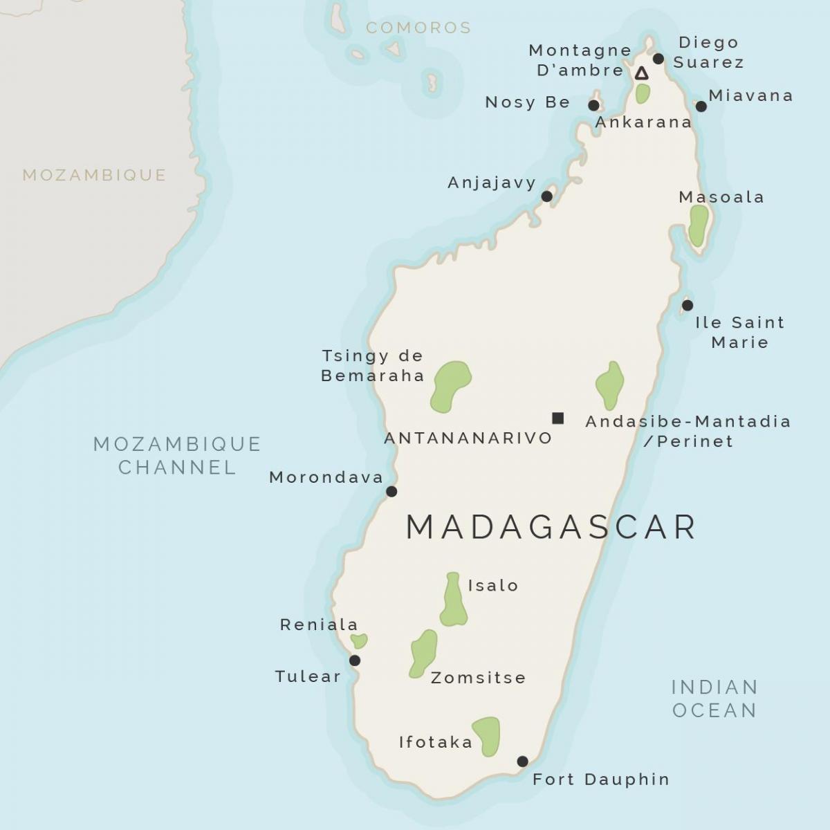 מפה של מדגסקר ואיים שמסביב