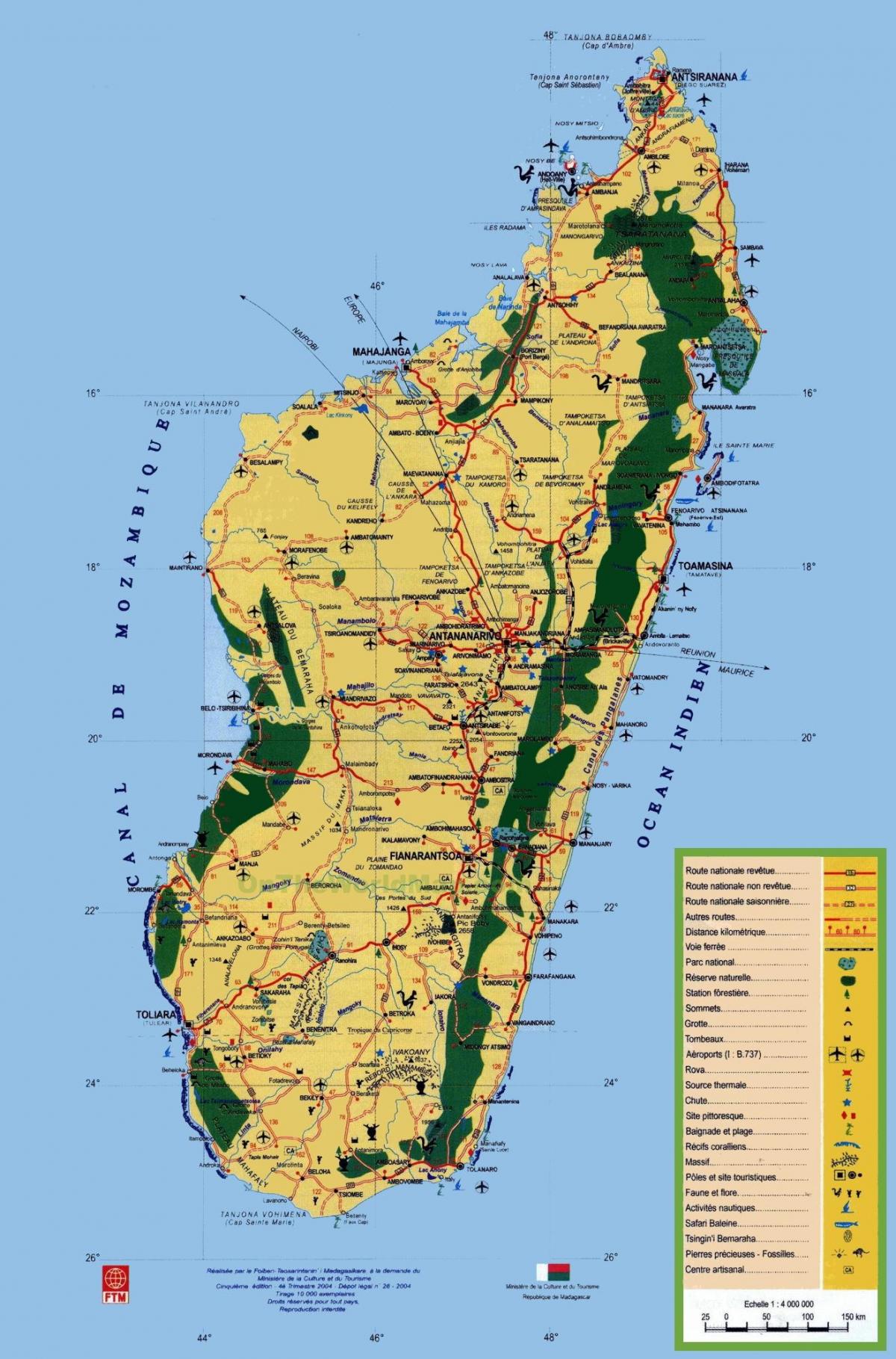 מדגסקר אטרקציות תיירותיות מפה