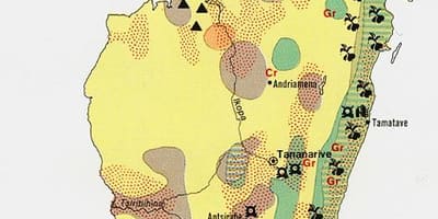 מפה של מדגסקר משאבים טבעיים
