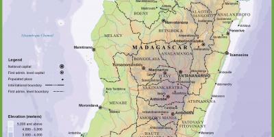 מפה של מפה פיזית של מדגסקר